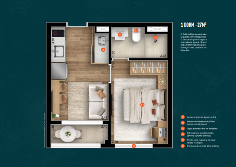 Apartamento à venda com 27m², 1 quarto sem vaga - 18
