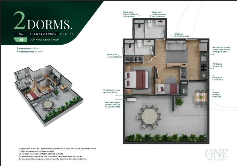 Apartamento à venda com 61m², 2 quartos com vaga - 23
