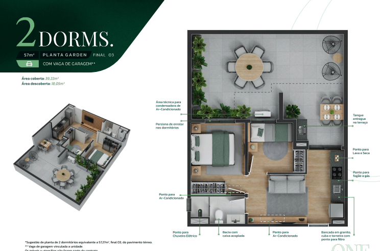 Apartamento à venda com 57m², 2 quartos com vaga - 23