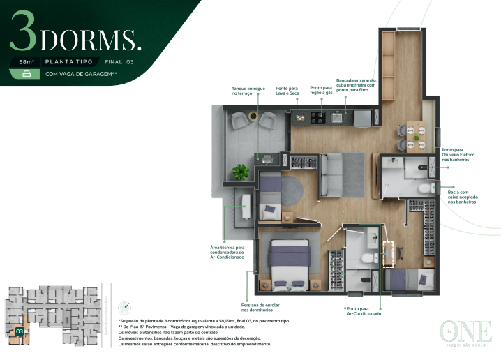 Apartamento à venda com 58m², 3 quartos com vaga - 23