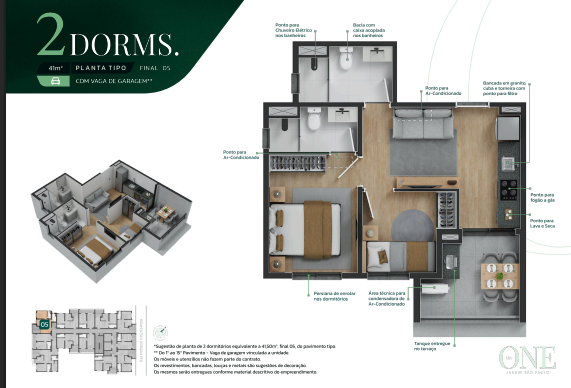 Apartamento à venda com 41m², 2 quartos com vaga - 23