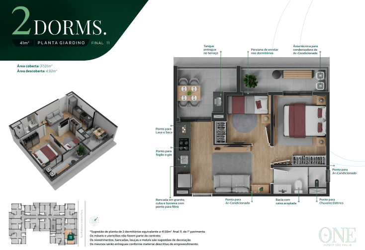 Apartamento à venda com 41m², 2 quartos sem vaga - 23