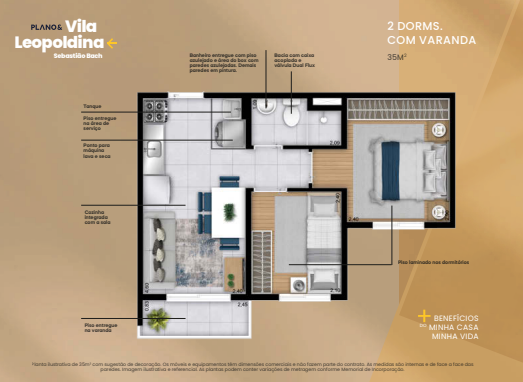 Apartamento à venda com 35m², 2 quartos sem vaga - 24