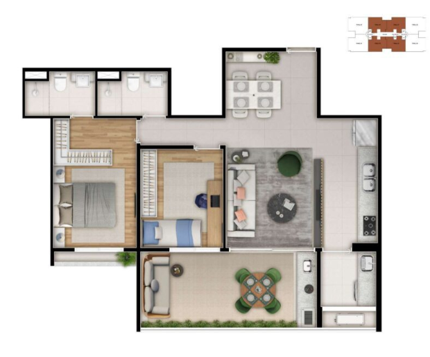 Apartamento à venda com 72m², 2 quartos com vaga - 15