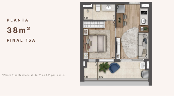 Apartamento à venda com 38m², 1 quarto sem vaga - 7