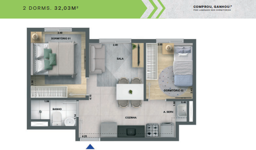Apartamento à venda com 36m², 2 quartos sem vaga - 21