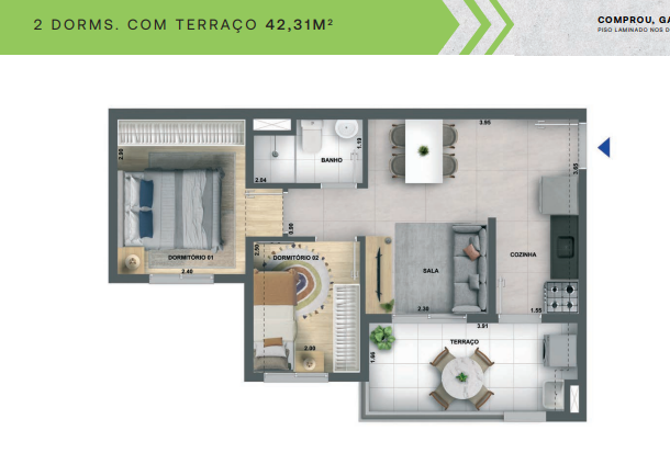 Apartamento à venda com 42m², 2 quartos sem vaga - 21