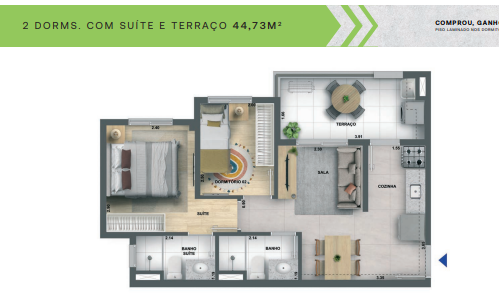 Apartamento à venda com 44m², 2 quartos com vaga - 21