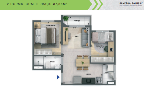 Apartamento à venda com 37m², 2 quartos sem vaga - 21