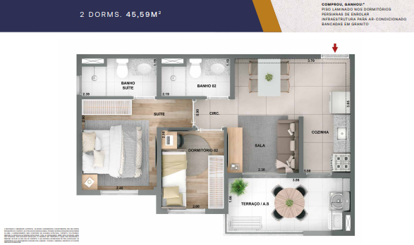 Apartamento à venda com 45m², 2 quartos com vaga - 19