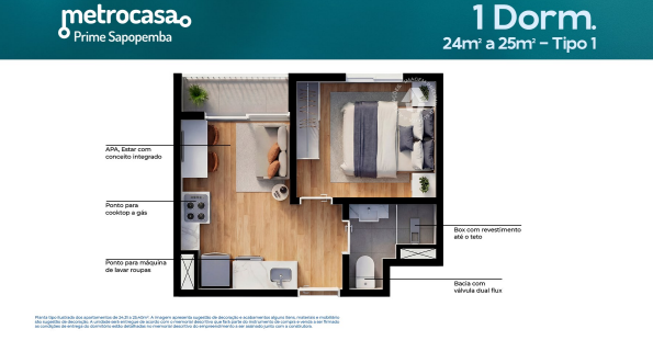 Apartamento à venda com 25m², 1 quarto sem vaga - 20