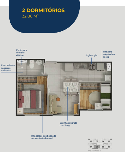 Apartamento à venda com 32m², 2 quartos sem vaga - 8