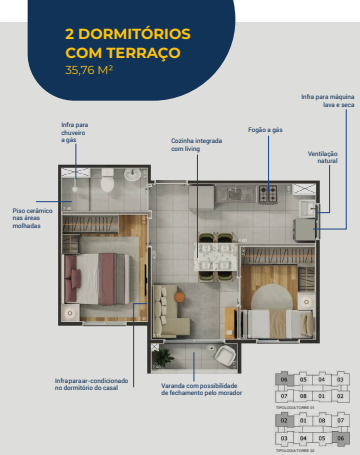 Apartamento à venda com 35m², 2 quartos sem vaga - 8