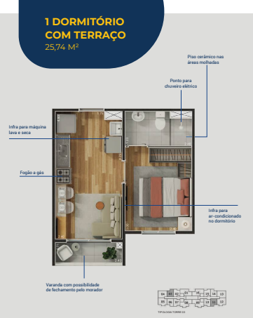 Apartamento à venda com 25m², 1 quarto sem vaga - 8