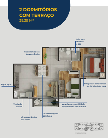 Apartamento à venda com 39m², 2 quartos sem vaga - 8