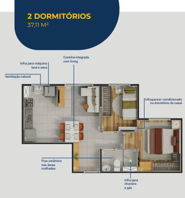 Apartamento à venda com 37m², 2 quartos sem vaga - 8