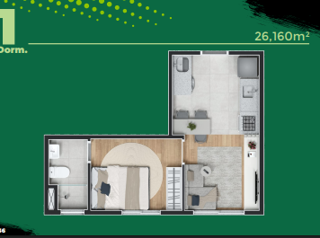 Apartamento à venda com 26m², 1 quarto sem vaga - 14