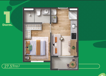 Apartamento à venda com 27m², 1 quarto sem vaga - 21