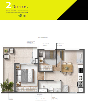 Apartamento à venda com 45m², 2 quartos sem vaga - 24