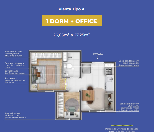 Apartamento à venda com 26m², 1 quarto sem vaga - 11