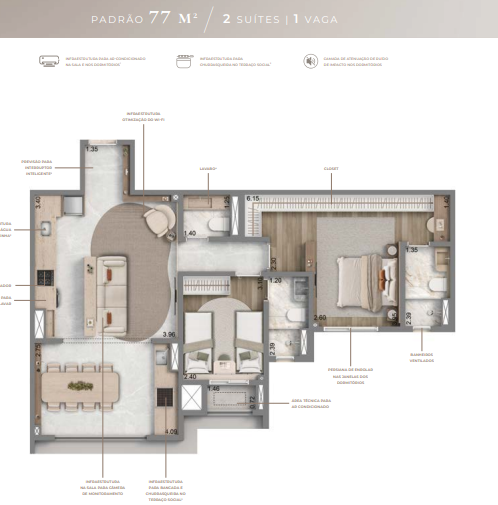 Apartamento à venda com 77m², 2 quartos com vaga - 18