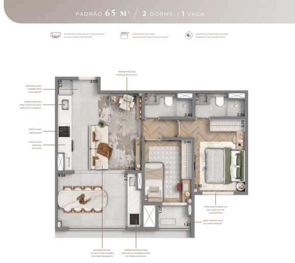 Apartamento à venda com 65m², 2 quartos com vaga - 18