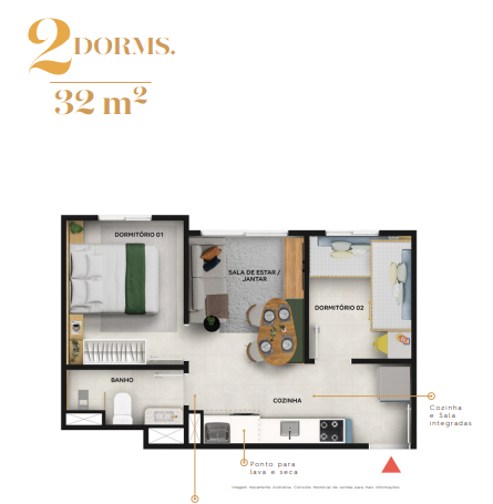 Apartamento à venda com 32m², 2 quartos sem vaga - 18