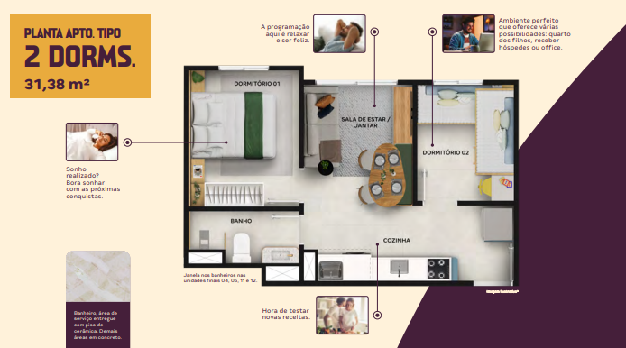 Apartamento à venda com 32m², 2 quartos sem vaga - 13