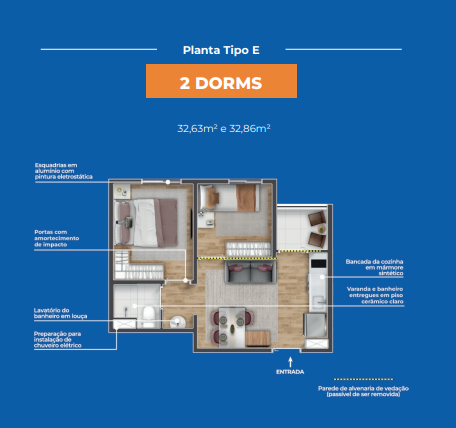Apartamento à venda com 32m², 2 quartos sem vaga - 13