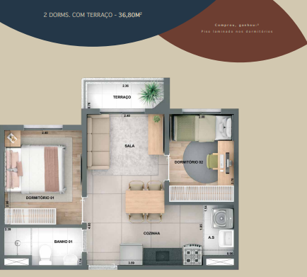 Apartamento à venda com 36m², 2 quartos sem vaga - 16
