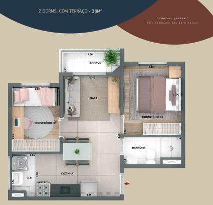 Apartamento à venda com 38m², 2 quartos sem vaga - 16