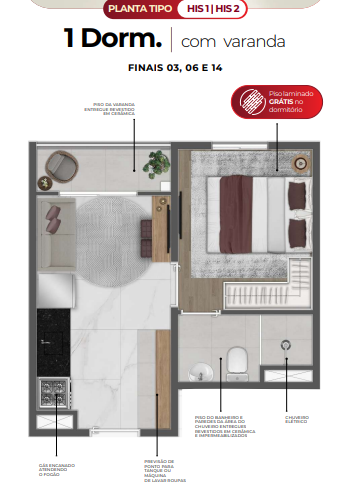 Apartamento à venda com 25m², 1 quarto sem vaga - 18