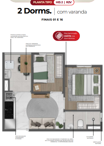 Apartamento à venda com 31m², 2 quartos sem vaga - 18