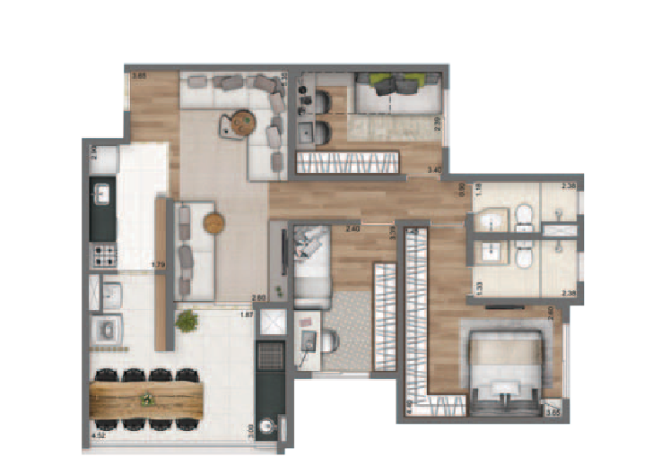 Apartamento à venda com 84m², 3 quartos com vaga - 17