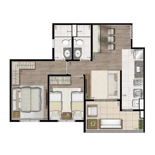 Apartamento à venda com 59m², 2 quartos com vaga - 16
