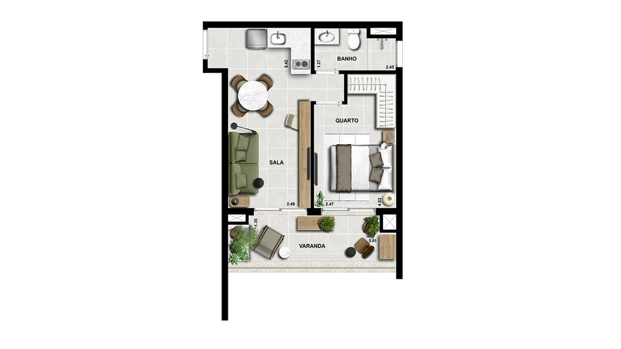 Apartamento à venda com 56m², 1 quarto com vaga - 16