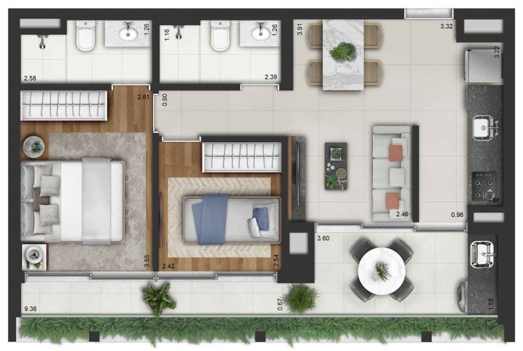 Apartamento à venda com 63m², 2 quartos com vaga - 23