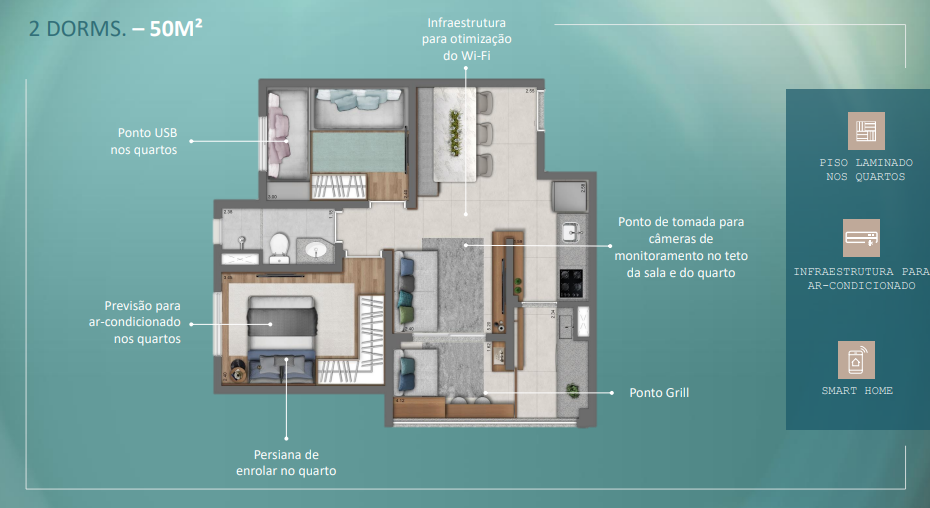 Apartamento à venda com 50m², 2 quartos com vaga - 15