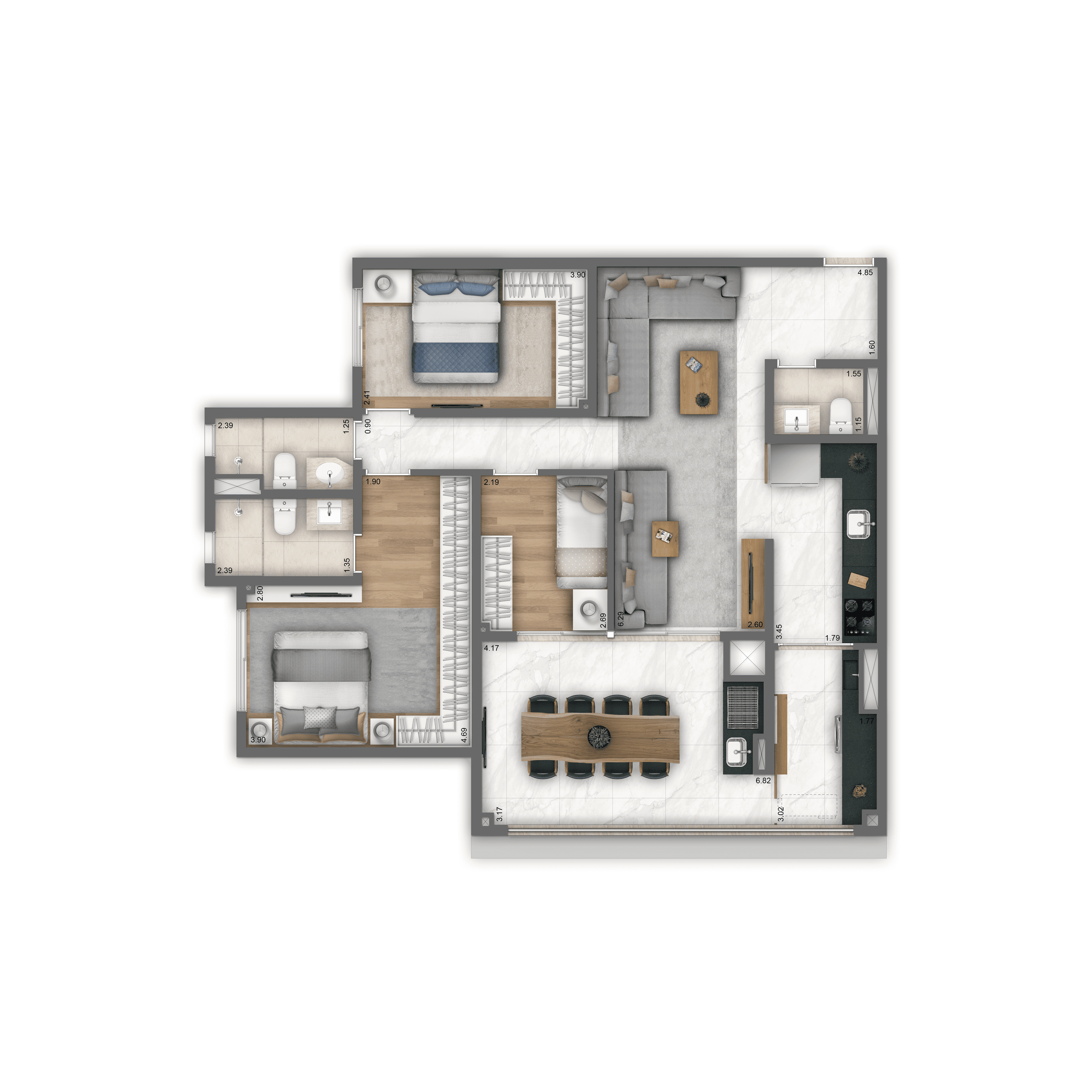 Apartamento à venda com 100m², 3 quartos com vaga - 21