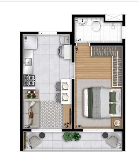 Apartamento à venda com 33m², 2 quartos sem vaga - 16