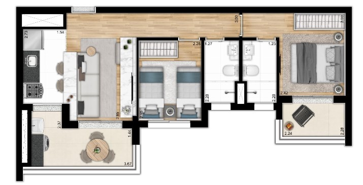 Apartamento à venda com 60m², 2 quartos com vaga - 28