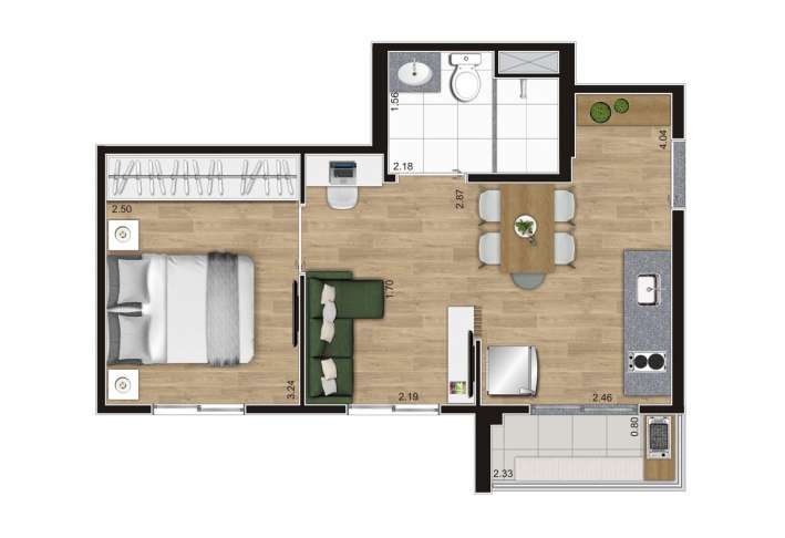Studio à venda com 30m², 1 quarto sem vaga - 19