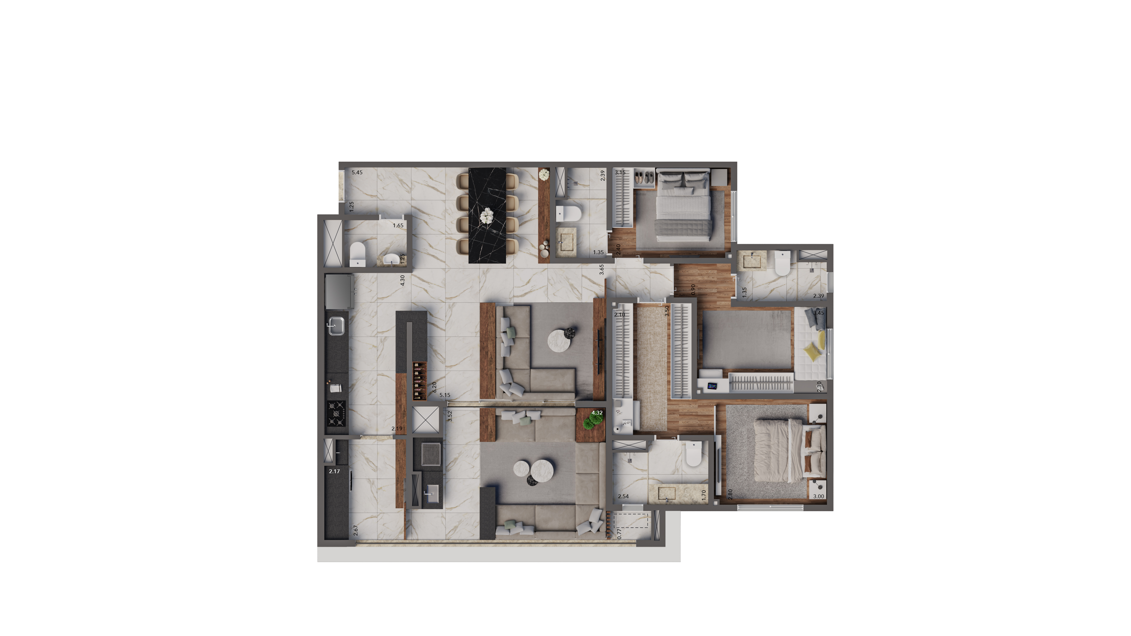 Apartamento à venda com 125m², 3 quartos com vaga - 15