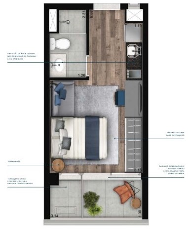 Studio à venda com 25m², 0 quartos sem vaga - 22
