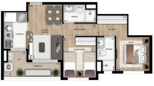 Apartamento à venda com 55m², 2 quartos com vaga - 23