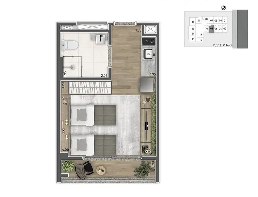 Studio à venda com 25m², 0 quartos sem vaga - 19