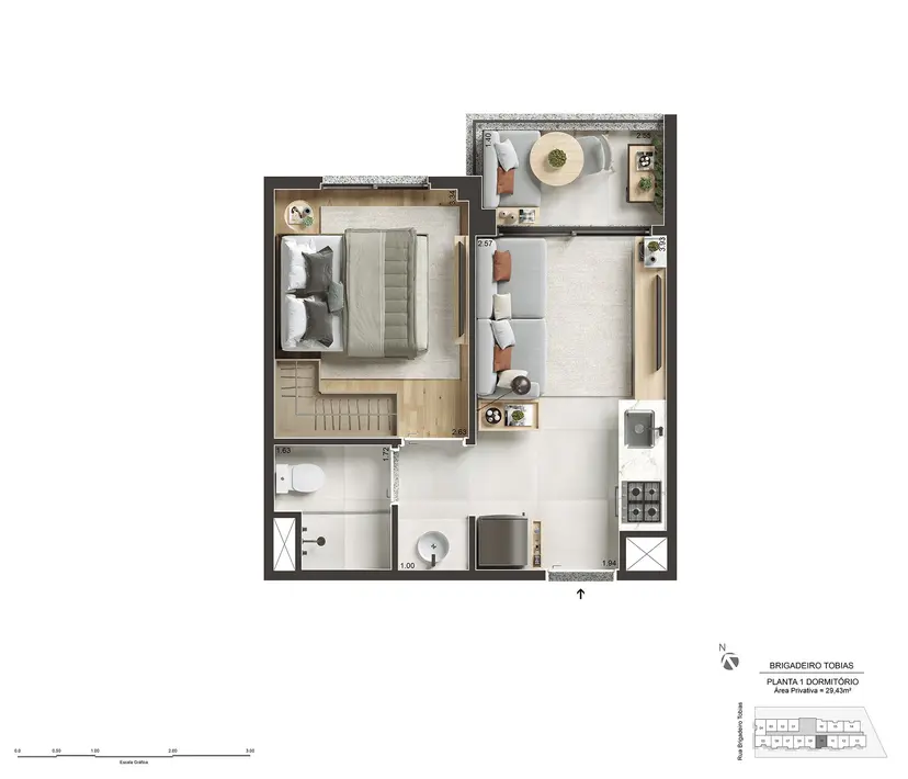 Apartamento à venda com 28m², 1 quarto sem vaga - 22