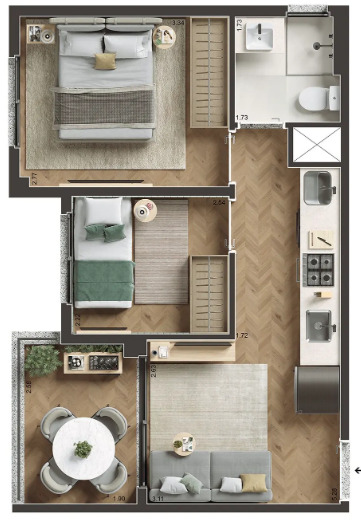 Apartamento à venda com 37m², 2 quartos sem vaga - 22