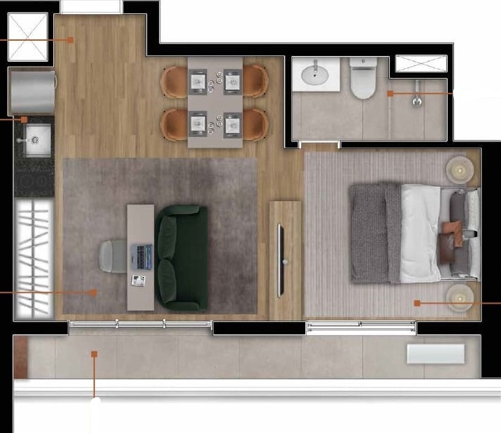 Studio à venda com 38m², 0 quartos com vaga - 36