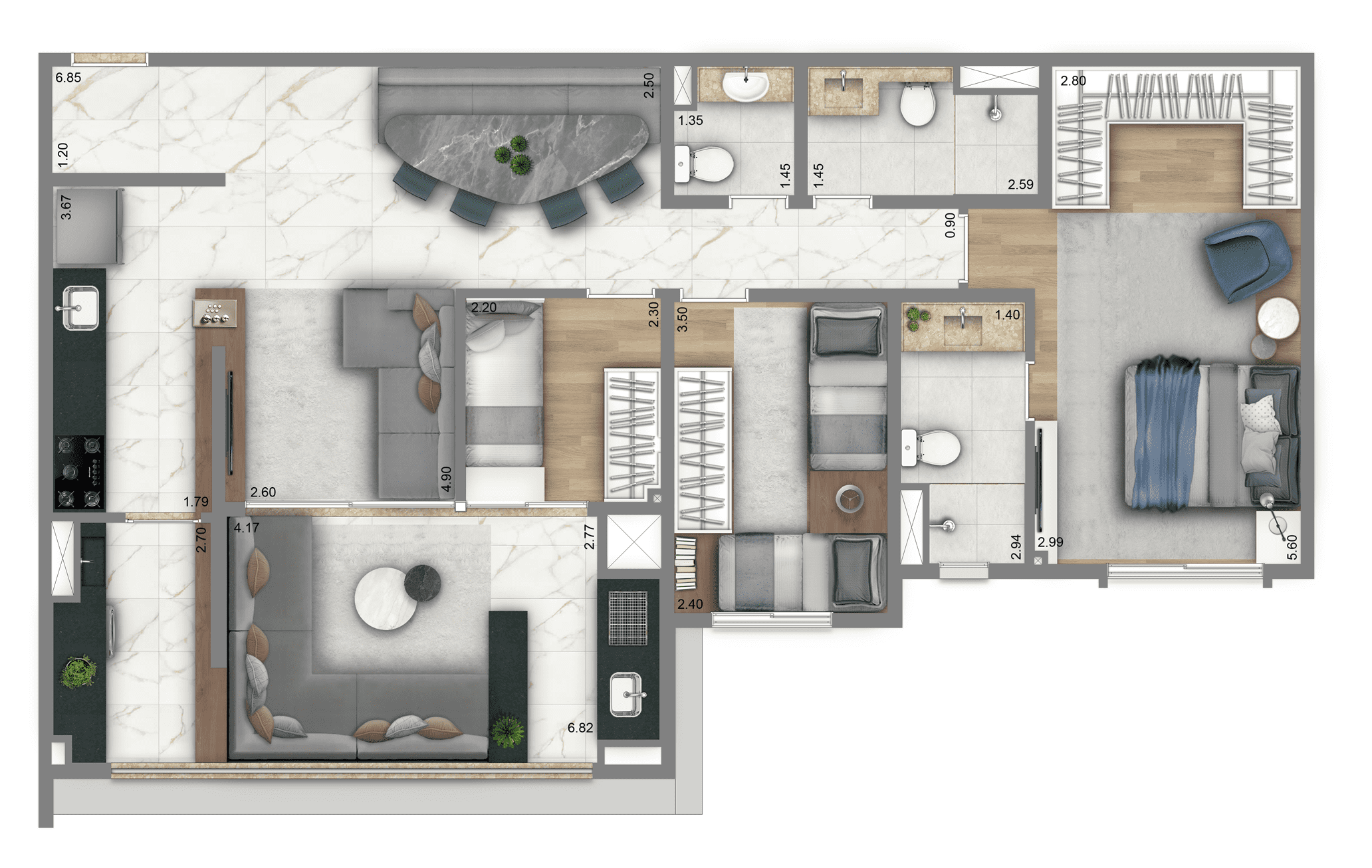 Apartamento à venda com 100m², 3 quartos com vaga - 21